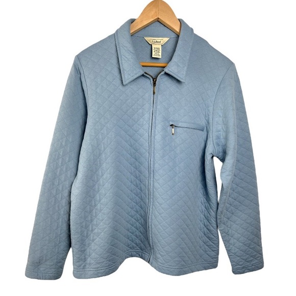 L.L.Bean Blue Lightweight Cotton Blend Quilted Zip Up Jacket Size M - Picture 1 of 17